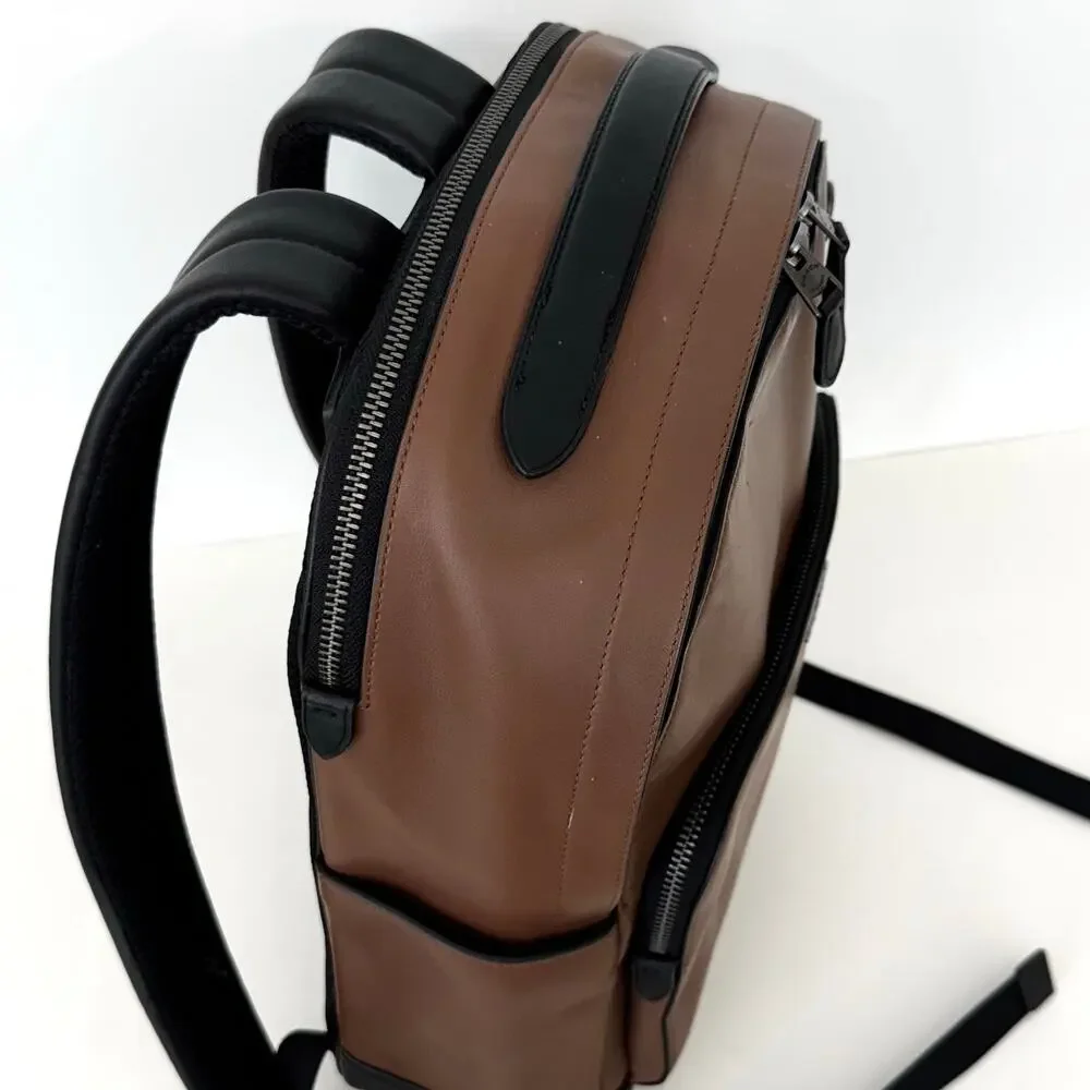 Coach Graham Leather Backpack With Laptop Compartment Saddle/Gunmetal C2934
